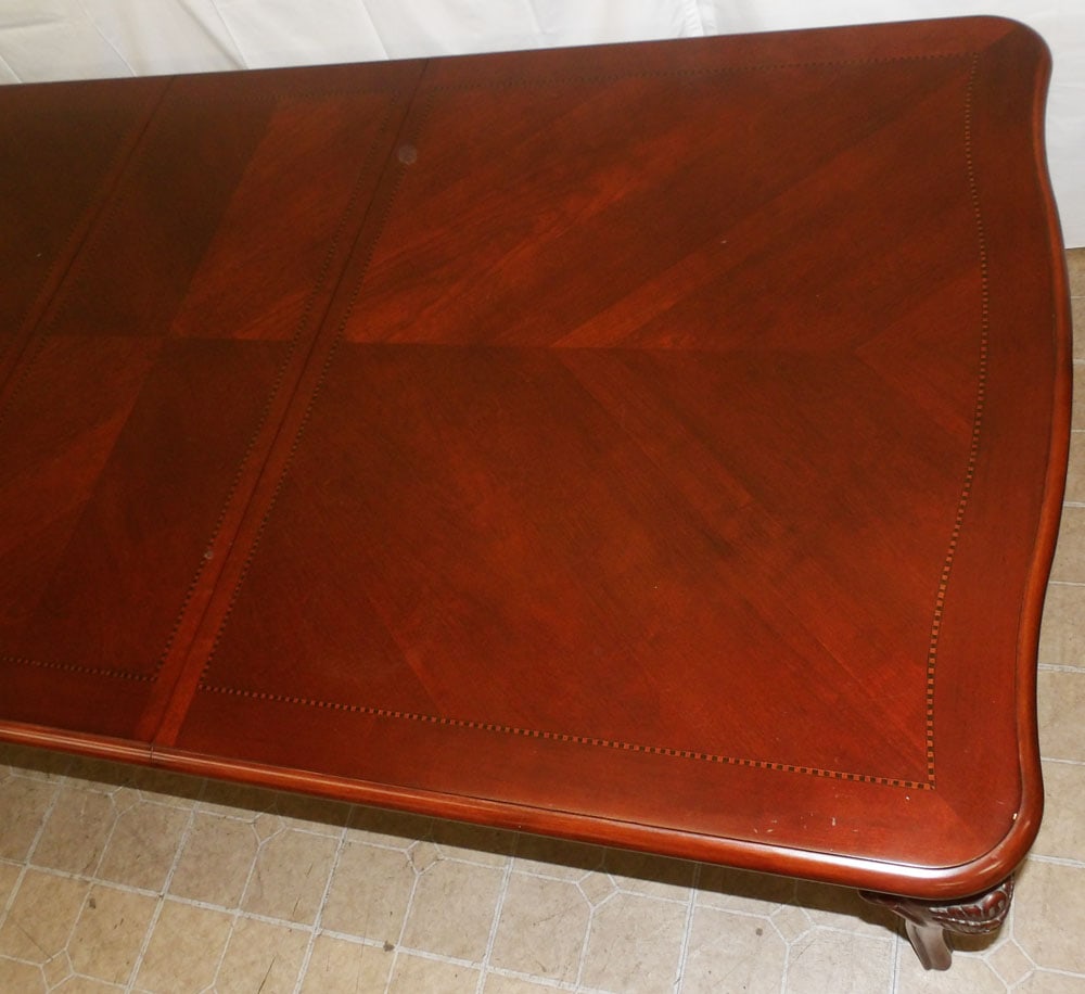 Cherry Inlaid Dining Table with One Leaf - 5