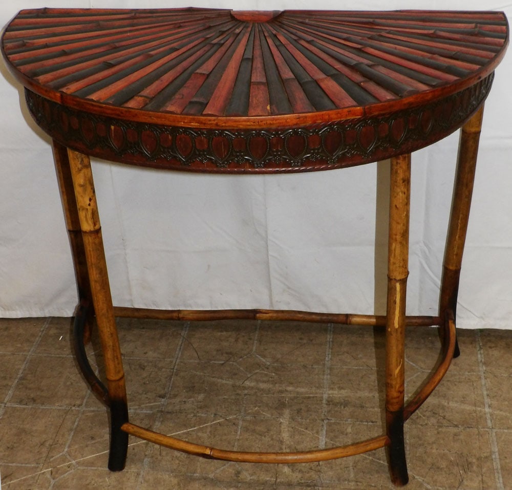 Modern Bamboo Console with Sun Burst Design Top (1 of 4)