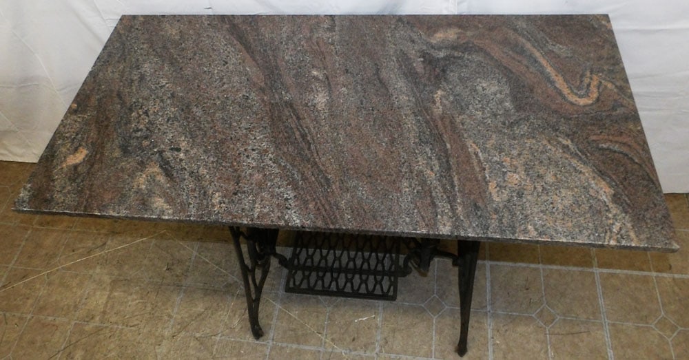 Cast Iron Singer Sewing Machine Base Table with Marble Top - 2
