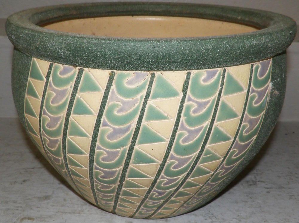 Pottery Jardiniere with Fish Motif - 3