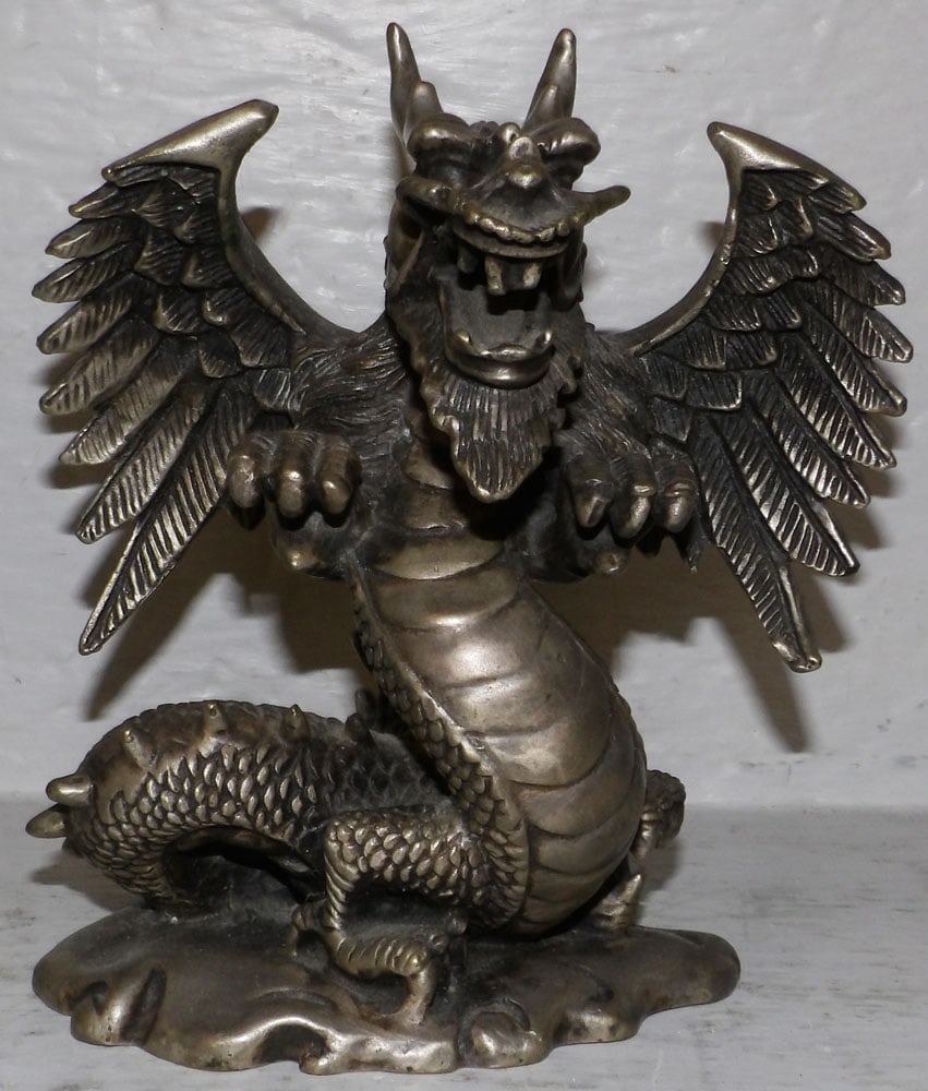 Silverplate Over Brass Winged Dragon Form Figure (1 of 4)