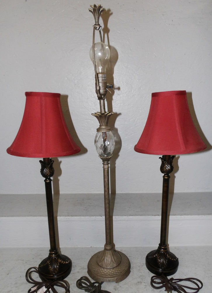 Three Painted Metal Lamps - 9