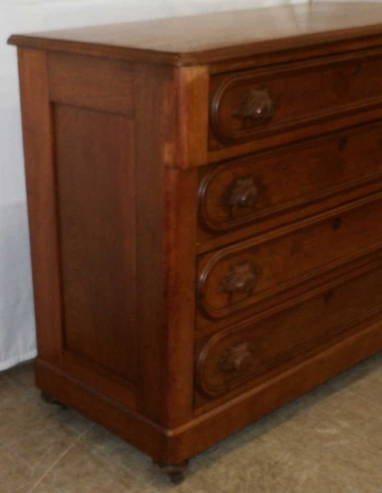Antique Walnut Four Drawer Chest - 3