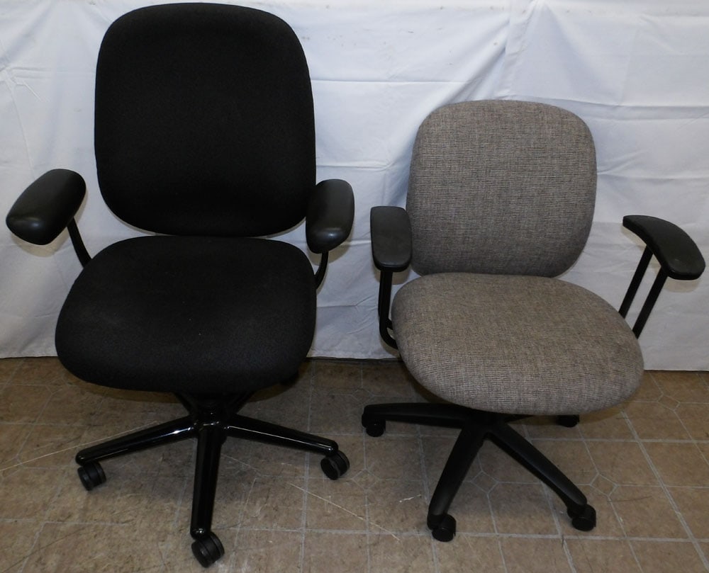 Two Desk Chairs: Two Desk Chairs . 41 1/4" H 26 1/4" W 23 1/2" D "ALL DESCRIPTIONS AND ANY CONDITION STATEMENT GIVEN BY LANGSTON AUCTION GALLERY ARE STRICTLY OPINIONS AND LANGSTON'S SHALL HAVE NO RESPONSIBILITY FOR