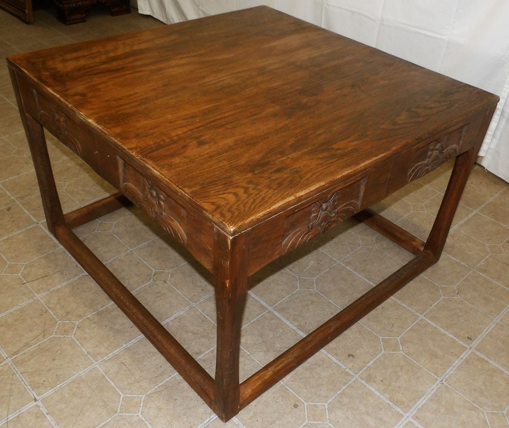 Carved Oak Cocktail Table - 3