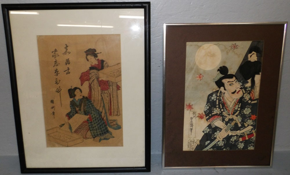 Two Oriental Watercolors on Rice Paper: Two Oriental Watercolors on Rice Paper. 21" x 16 1/2" "ALL DESCRIPTIONS AND ANY CONDITION STATEMENT GIVEN BY LANGSTON AUCTION GALLERY ARE STRICTLY OPINIONS AND LANGSTON'S SHALL HAVE NO RESPONSIBILITY