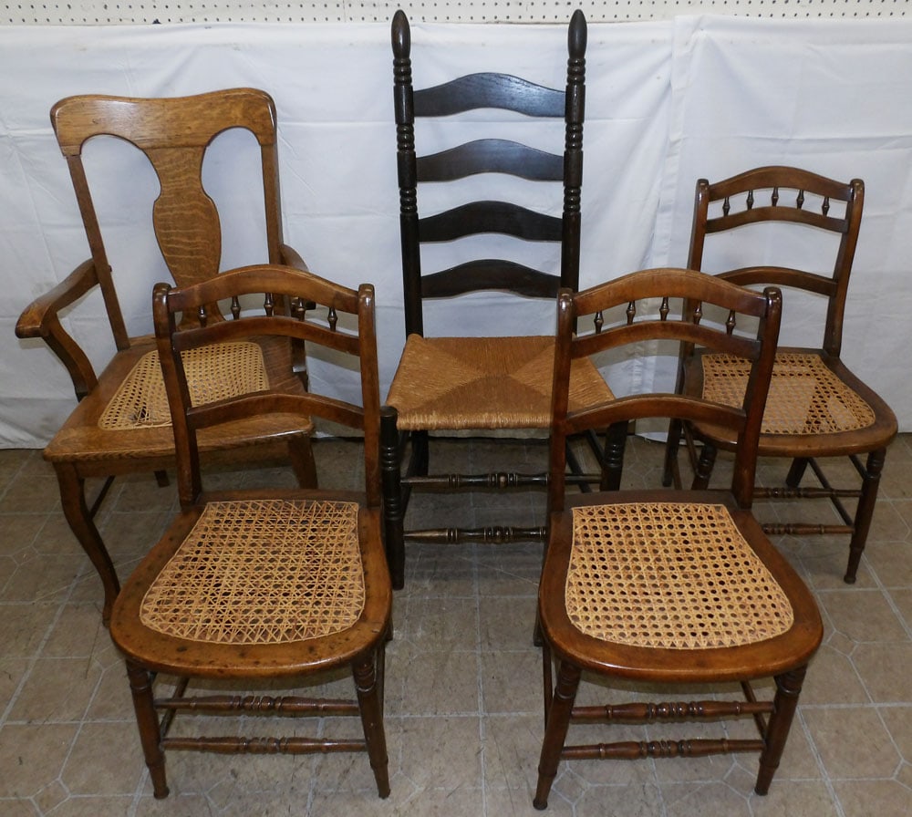 Four Antique Side Chairs & One Arm Chair (1 of 5)