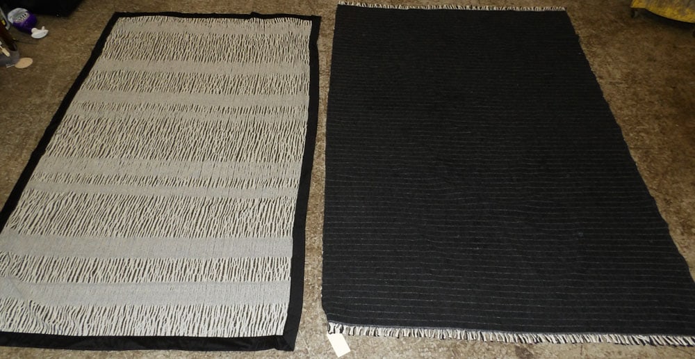 Two Tapestries, (4' 5" x 6' 4" & 4' 2" x 6' 5"): Two Tapestries, (4' 5" x 6' 4" & 4' 2" x 6' 5"). "ALL DESCRIPTIONS AND ANY CONDITION STATEMENT GIVEN BY LANGSTON AUCTION GALLERY ARE STRICTLY OPINIONS AND LANGSTON'S SHALL HAVE NO RESPONSIBILITY FOR