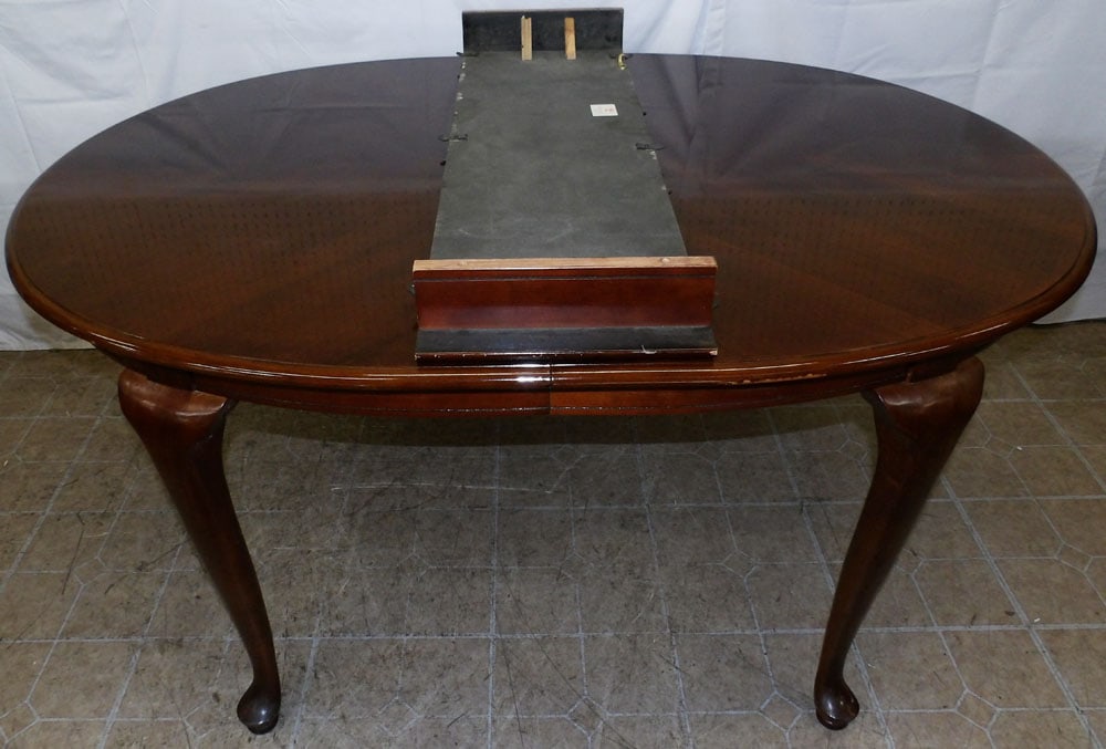 Oval Cherry Dining Table with One Leaf - 5