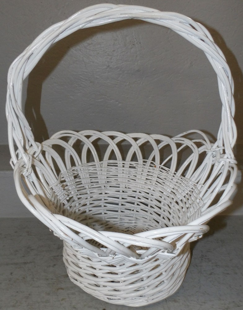 Painted Wicker Basket: Painted Wicker Basket . 22" H 18" W "ALL DESCRIPTIONS AND ANY CONDITION STATEMENT GIVEN BY LANGSTON AUCTION GALLERY ARE STRICTLY OPINIONS AND LANGSTON'S SHALL HAVE NO RESPONSIBILITY FOR ERRORS OR