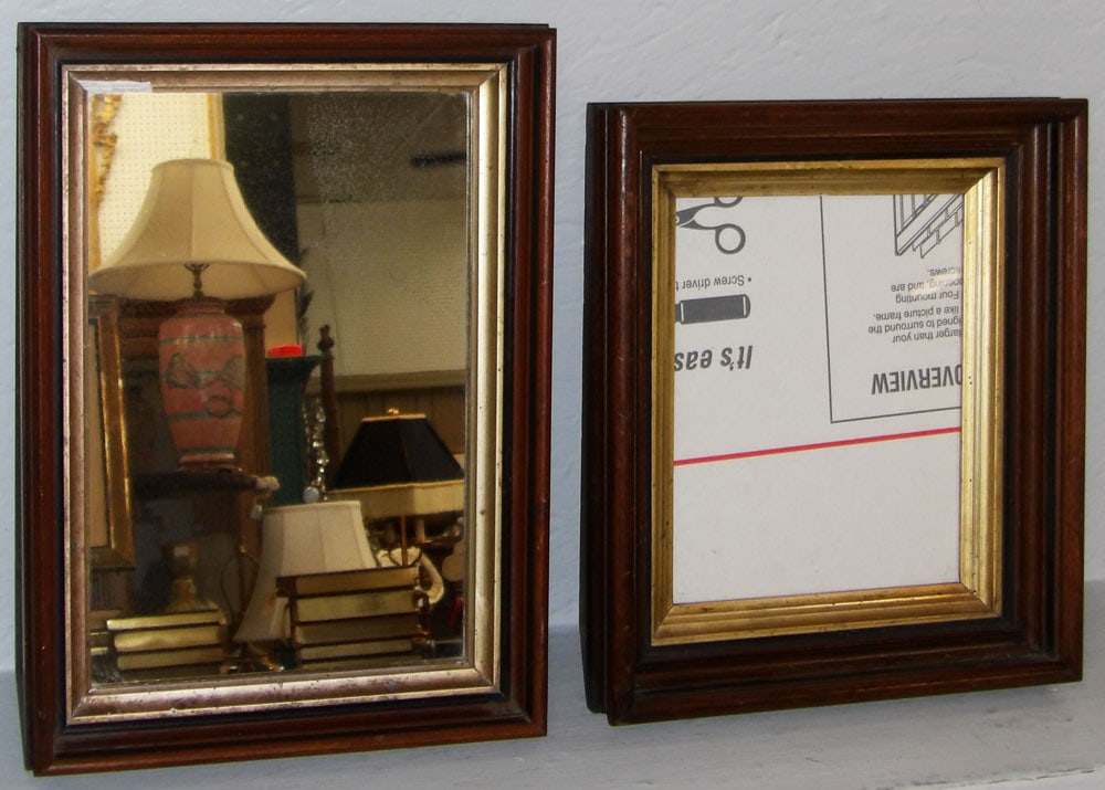 Antique Walnut Shadow Box Frame & Framed Mirror: Antique Walnut Shadow Box Frame & Framed Mirror. Up to 12" x 17" "ALL DESCRIPTIONS AND ANY CONDITION STATEMENT GIVEN BY LANGSTON AUCTION GALLERY ARE STRICTLY OPINIONS AND LANGSTON'S SHALL HAVE NO