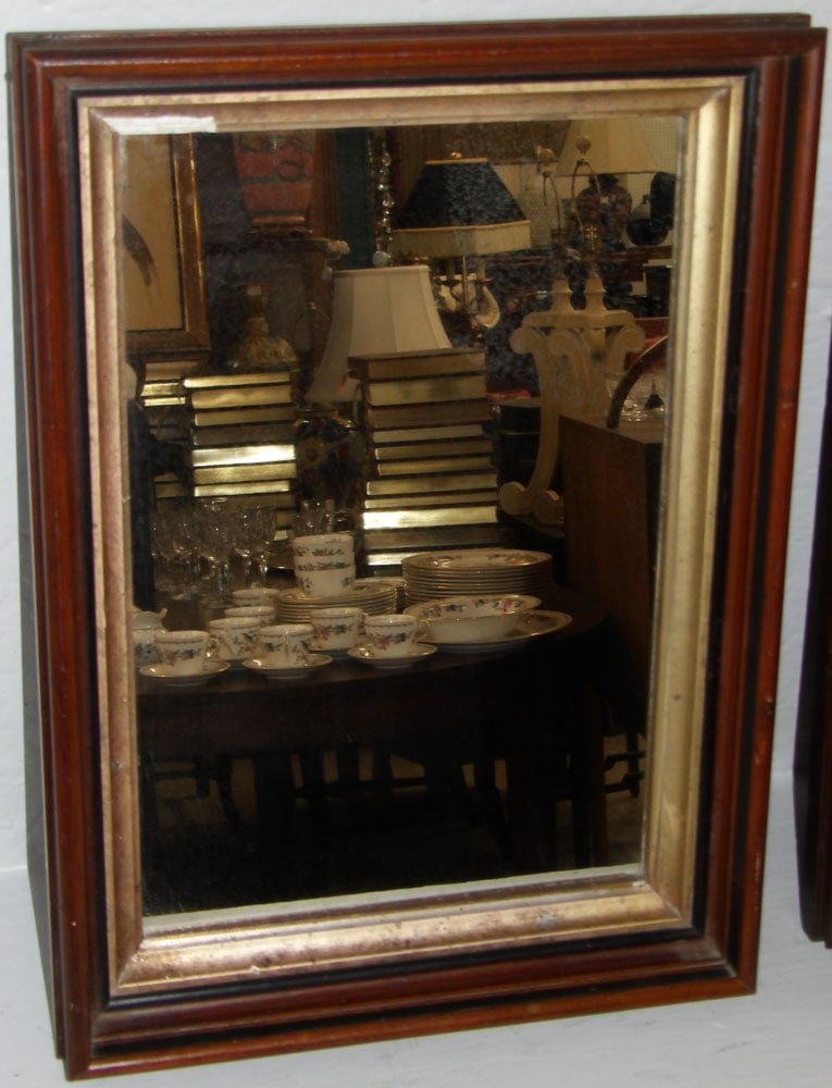 Antique Walnut Shadow Box Frame & Framed Mirror - 2