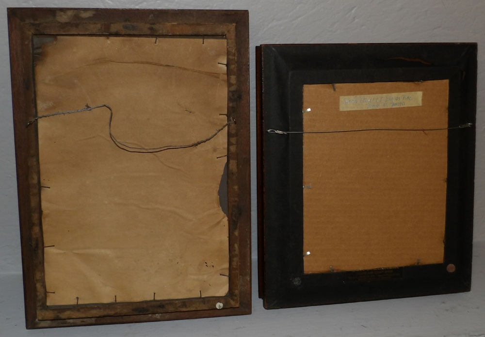 Antique Walnut Shadow Box Frame & Framed Mirror - 4