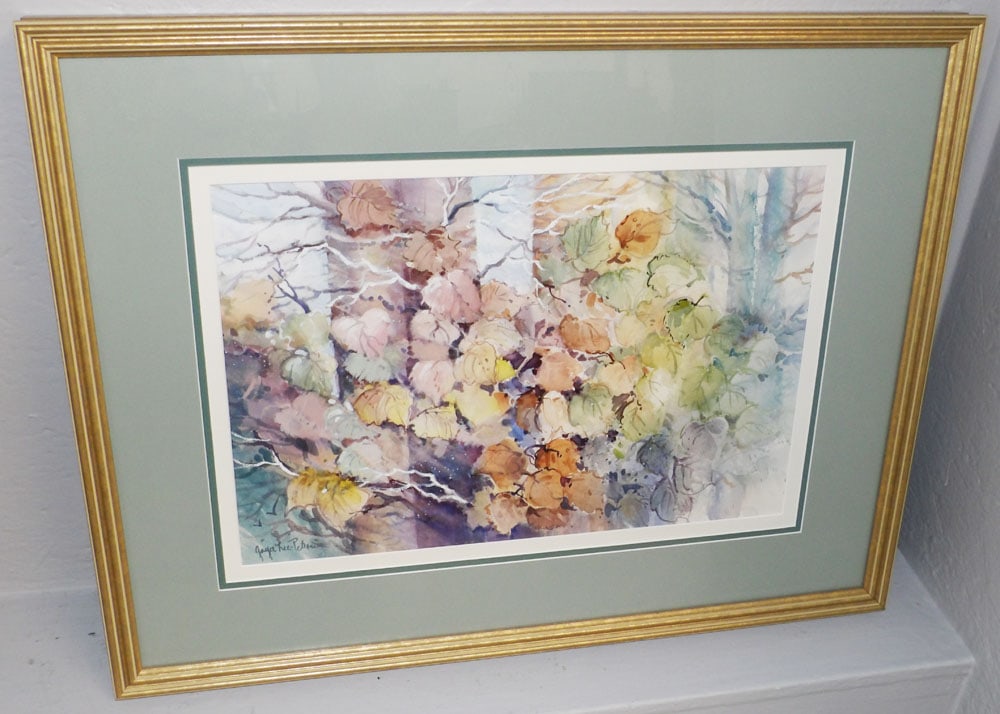 Framed & Matted Watercolor of an Autumn Floral Still Life Artist Signed (1 of 3)