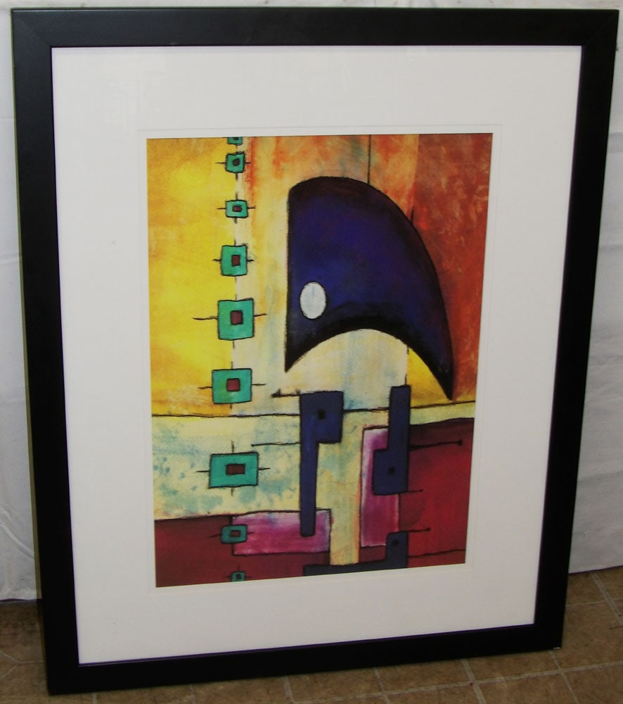 Framed Modern Multi Color Geometrical Abstract Print: Framed Modern Multi Color Geometrical Abstract Print. 34" x 41 1/2" "ALL DESCRIPTIONS AND ANY CONDITION STATEMENT GIVEN BY LANGSTON AUCTION GALLERY ARE STRICTLY OPINIONS AND LANGSTON'S SHALL HAVE NO