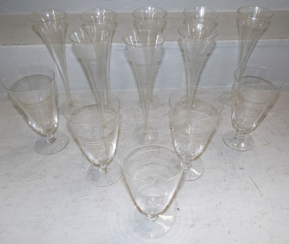 Lot of Stemware: Lot of Stemware. Up to 10" H 3" Dia. "ALL DESCRIPTIONS AND ANY CONDITION STATEMENT GIVEN BY LANGSTON AUCTION GALLERY ARE STRICTLY OPINIONS AND LANGSTON'S SHALL HAVE NO RESPONSIBILITY FOR ERRORS OR
