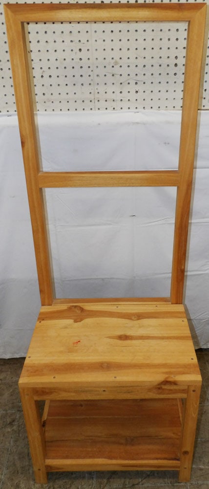 Pine High Back Chair: Pine High Back Chair. 54" H 20" W 15 1/4" D "ALL DESCRIPTIONS AND ANY CONDITION STATEMENT GIVEN BY LANGSTON AUCTION GALLERY ARE STRICTLY OPINIONS AND LANGSTON'S SHALL HAVE NO RESPONSIBILITY FOR