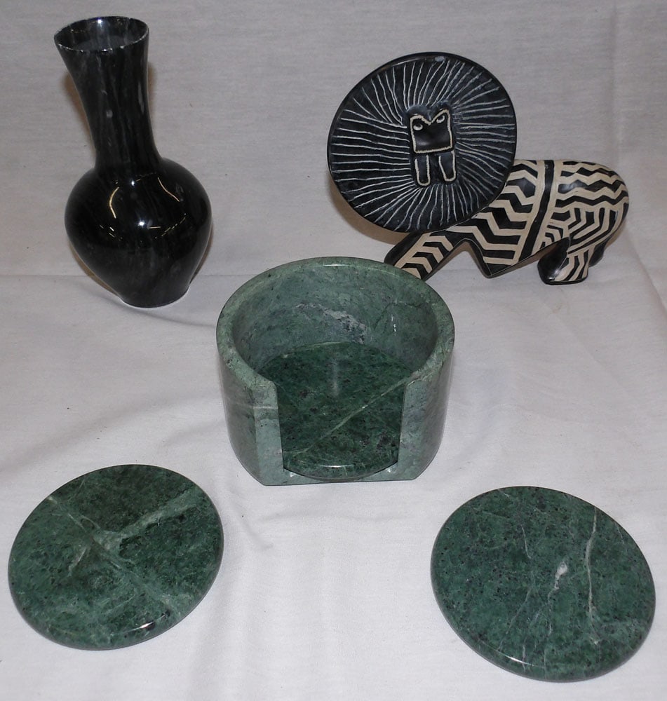 Lot of Marble Items: Lot of Marble Items. Up to 6" H 7" W "ALL DESCRIPTIONS AND ANY CONDITION STATEMENT GIVEN BY LANGSTON AUCTION GALLERY ARE STRICTLY OPINIONS AND LANGSTON'S SHALL HAVE NO RESPONSIBILITY FOR ERRORS OR