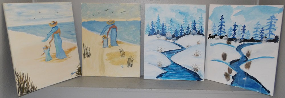 Four Unframed Oil on Canvas (1 of 7)