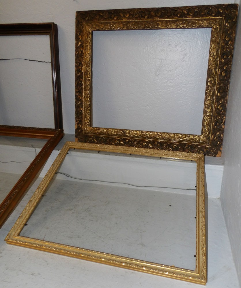 Three Ornate Gilded Frames & Walnut Shadowbox Frame - 3