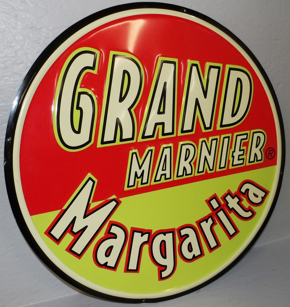 Painted Metal Sign: Painted Metal Sign. 22 3/4" Dia. "ALL DESCRIPTIONS AND ANY CONDITION STATEMENT GIVEN BY LANGSTON AUCTION GALLERY ARE STRICTLY OPINIONS AND LANGSTON'S SHALL HAVE NO RESPONSIBILITY FOR ERRORS OR