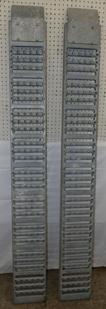 Pair of Galvanized Hall Master Truck Ramps: Pair of Galvanized Hall Master Truck Ramps. 76 1/4" L 9" W "ALL DESCRIPTIONS AND ANY CONDITION STATEMENT GIVEN BY LANGSTON AUCTION GALLERY ARE STRICTLY OPINIONS AND LANGSTON'S SHALL HAVE NO