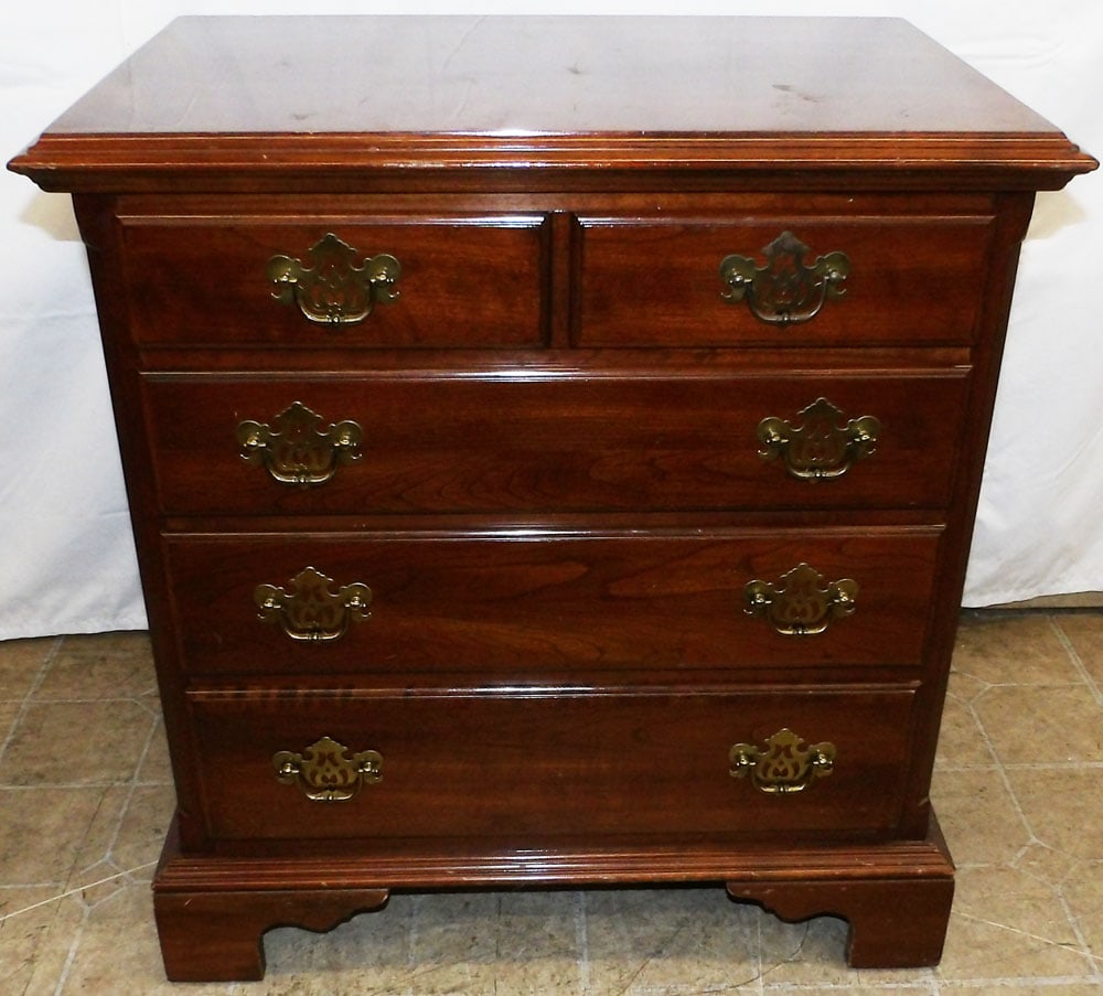 Cherry Four Drawer Chest by Knob Creek: Cherry Four Drawer Chest by Knob Creek . 28 3/4" H 27" W 18" D "ALL DESCRIPTIONS AND ANY CONDITION STATEMENT GIVEN BY LANGSTON AUCTION GALLERY ARE STRICTLY OPINIONS AND LANGSTON'S SHALL HAVE NO