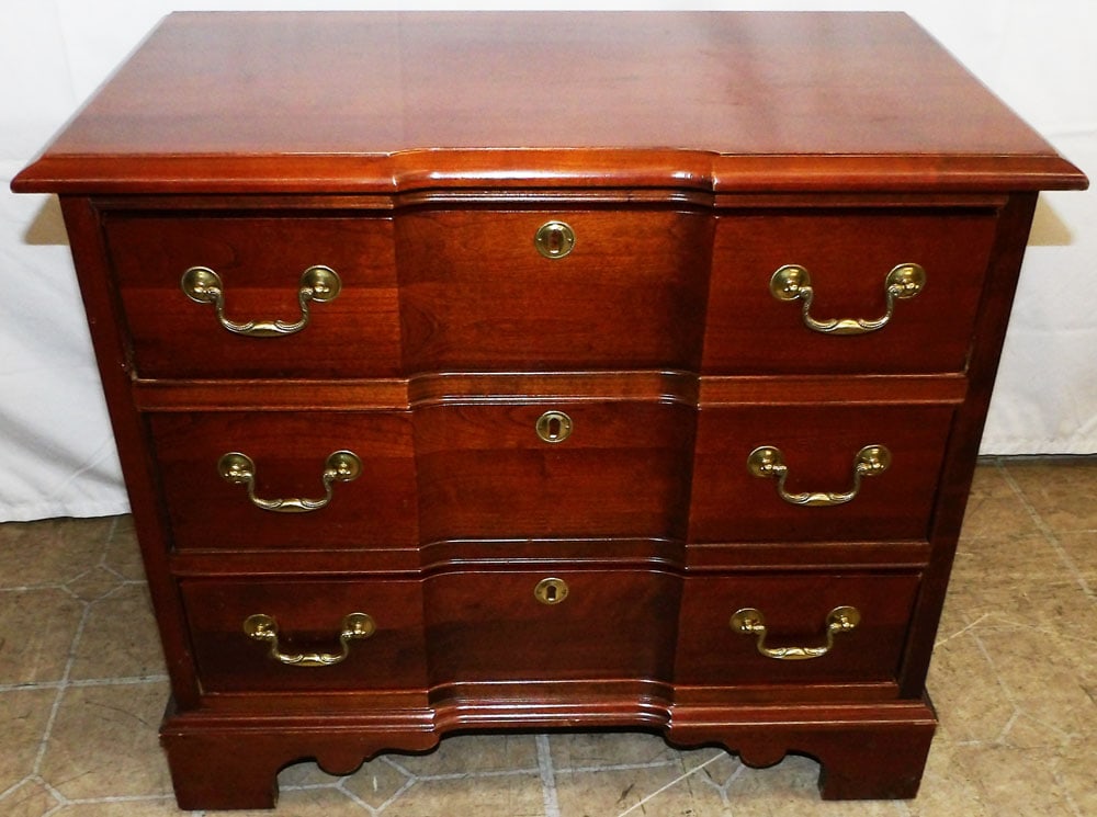Cherry Three Drawer Night Stand by Pennsylvania House: Cherry Three Drawer Night Stand by Pennsylvania House . 23" H 26" W 15 1/4" D "ALL DESCRIPTIONS AND ANY CONDITION STATEMENT GIVEN BY LANGSTON AUCTION GALLERY ARE STRICTLY OPINIONS AND LANGSTON'S