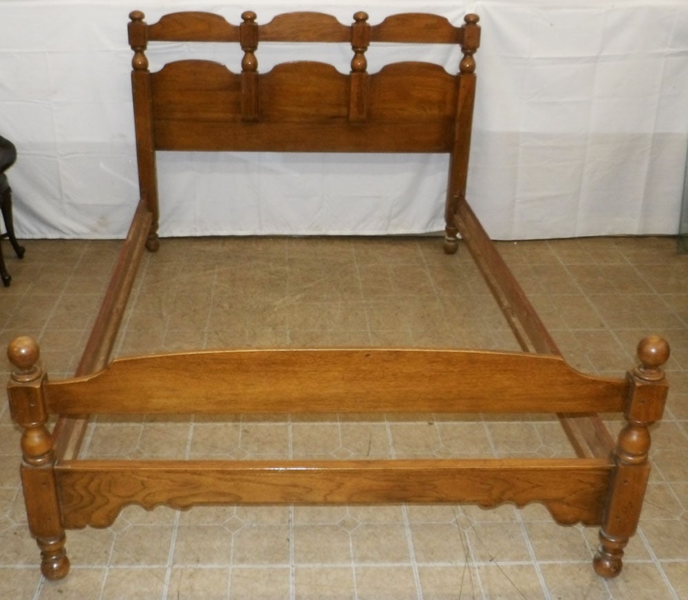 Walnut Full Size Bed with Rails (1 of 3)