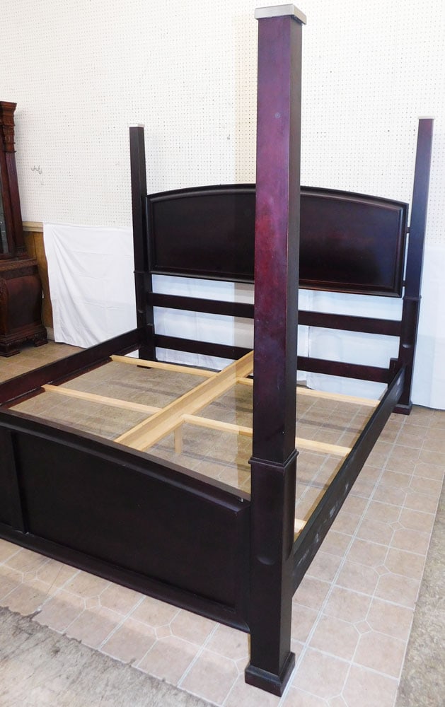 Modern Cherry King Size Bed with Rails - 2