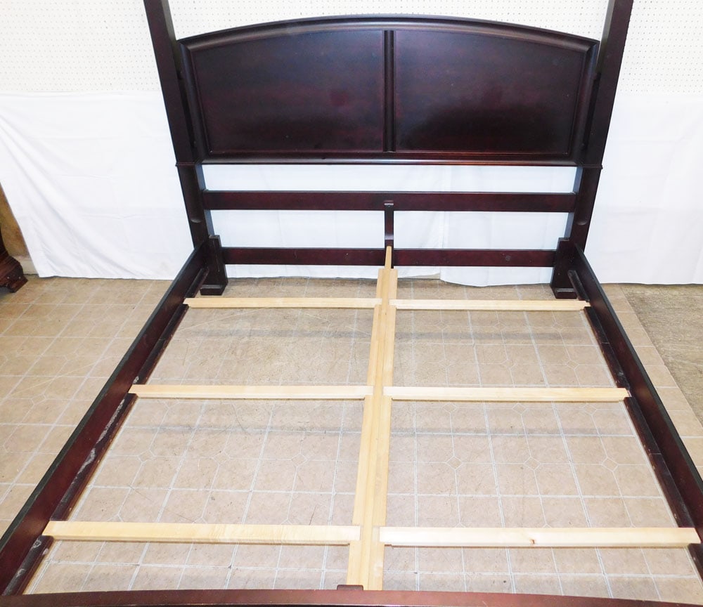 Modern Cherry King Size Bed with Rails - 3