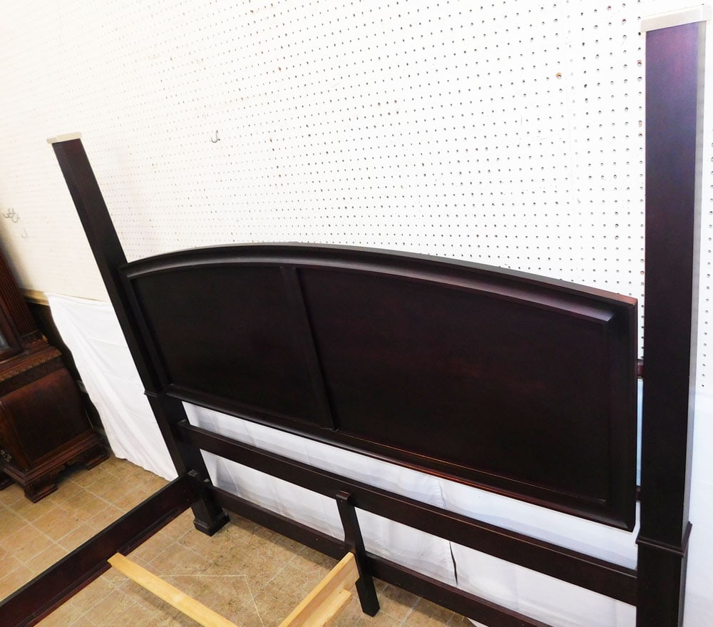 Modern Cherry King Size Bed with Rails - 4