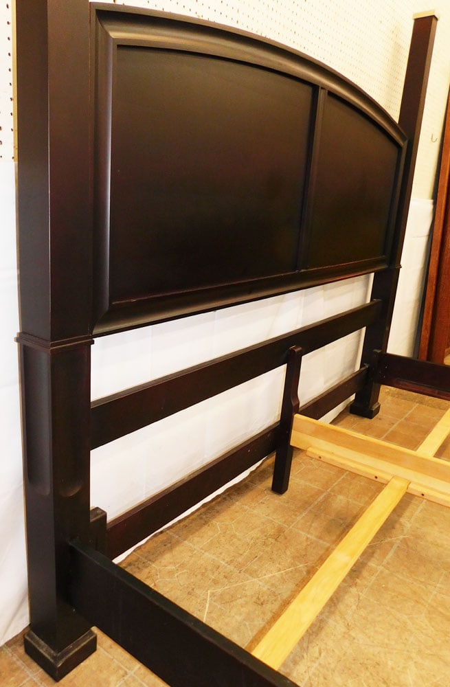 Modern Cherry King Size Bed with Rails - 8