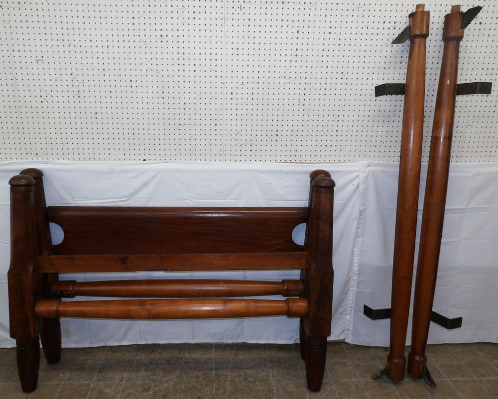 19th Century Mahogany Full Size Bed with Rails: 19th Century Mahogany Full Size Bed with Rails. 41 3/4" H 60" W "ALL DESCRIPTIONS AND ANY CONDITION STATEMENT GIVEN BY LANGSTON AUCTION GALLERY ARE STRICTLY OPINIONS AND LANGSTON'S SHALL HAVE NO