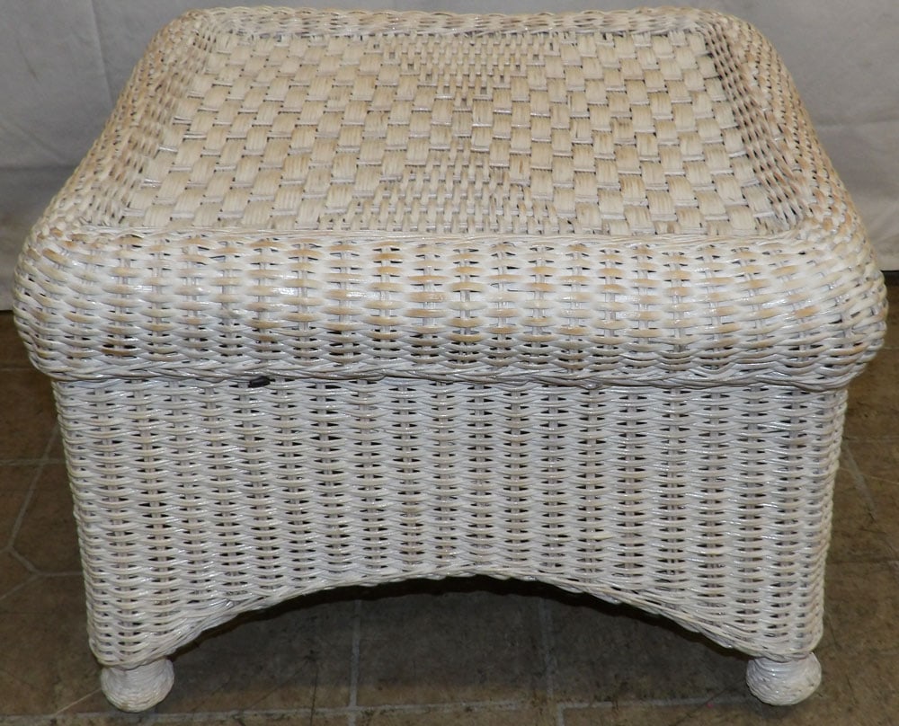Painted Wicker Ottoman (1 of 2)