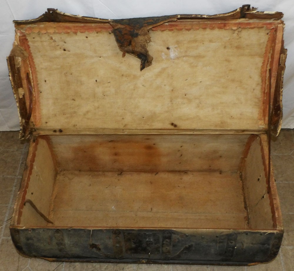 Antique Leather Bound Trunk - 3