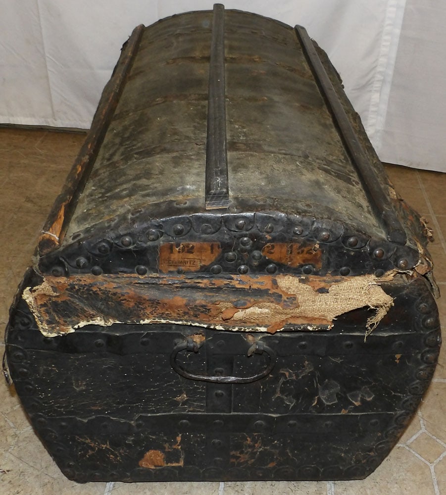 Antique Leather Bound Trunk - 4