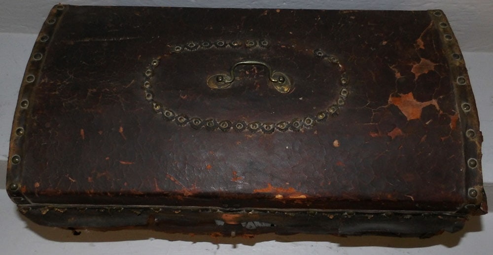 Antique Leather Bound Trunk - 2