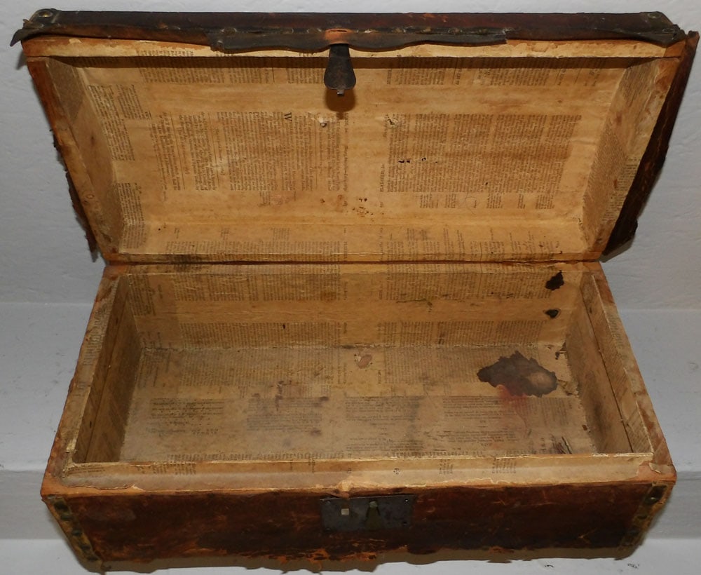 Antique Leather Bound Trunk - 3