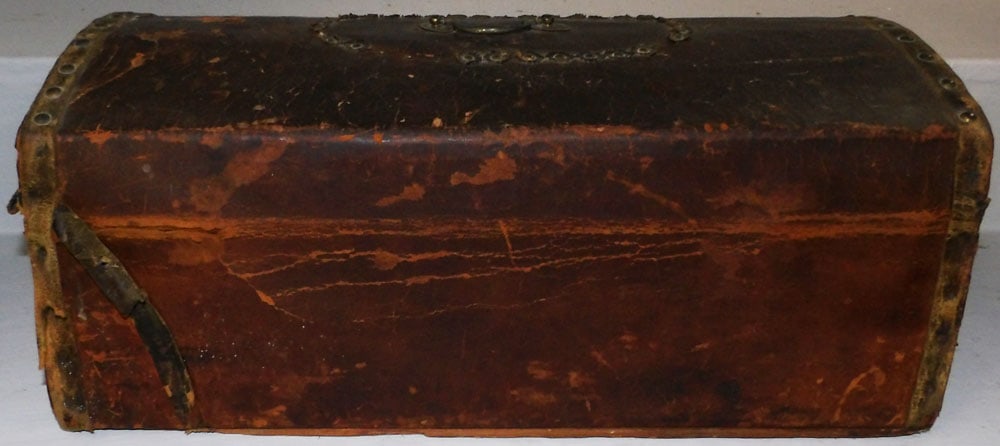 Antique Leather Bound Trunk - 6