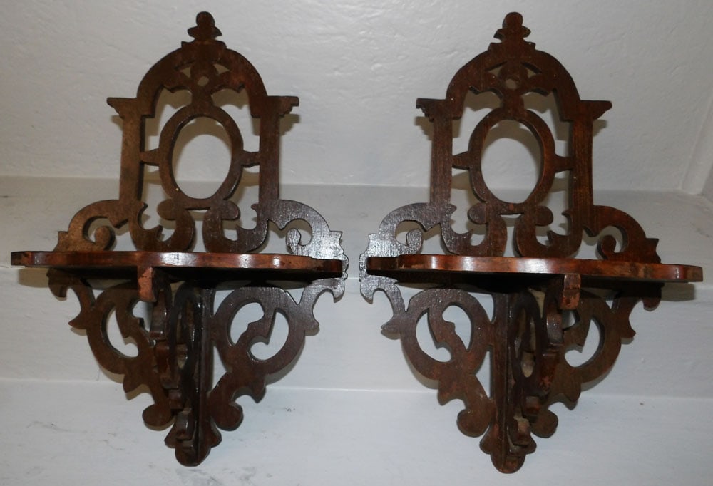 Two Antique Open Work Wall Brackets - 2