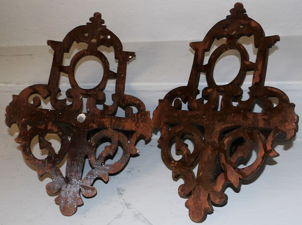Two Antique Open Work Wall Brackets - 3