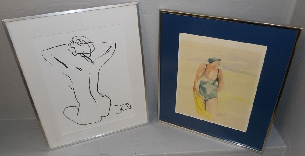 Framed Watercolor & Nude Drawing (1 of 5)