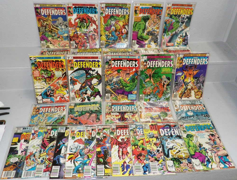 Over Thirty 1970s-1980s Marvel's Defenders Comic Books, (Ranging from 79 - 119): Over Thirty 1970s-1980s Marvel's Defenders Comic Books, (Ranging from 79 - 119). Up to 7" x 10" "ALL DESCRIPTIONS AND ANY CONDITION STATEMENT GIVEN BY LANGSTON AUCTION GALLERY ARE STRICTLY OPINIONS