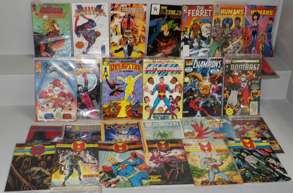 Over Thirty 1980's -2000's Miracle Man, Epsilon Wave, The Humans, & 3D California Rasin Comic Books (1 of 16)