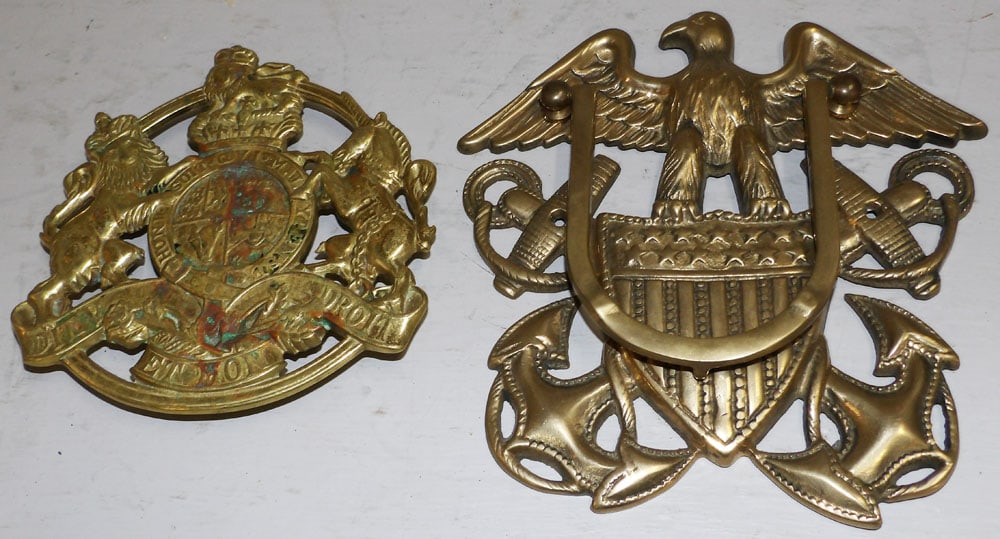 Brass Eagle Form Door Knocker & VA Metalcrafters Coat of Arms Trivet (1 of 2)