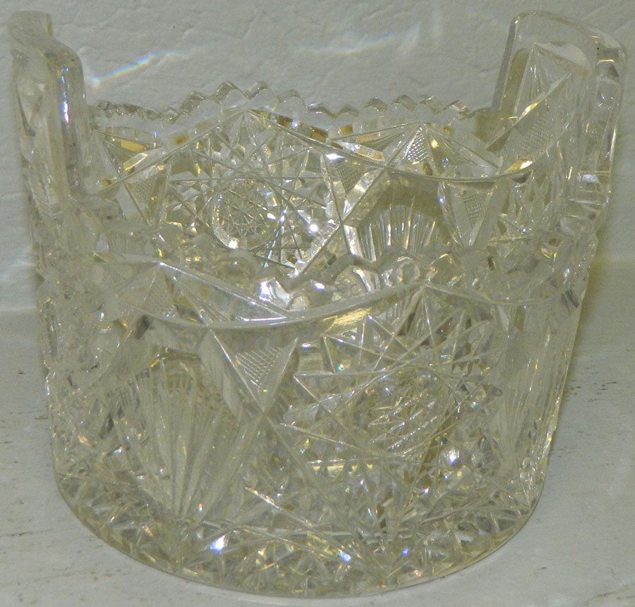 Cut glass ice bucket.: Cut glass ice bucket from the Pope estate. 5 1/2" tall.