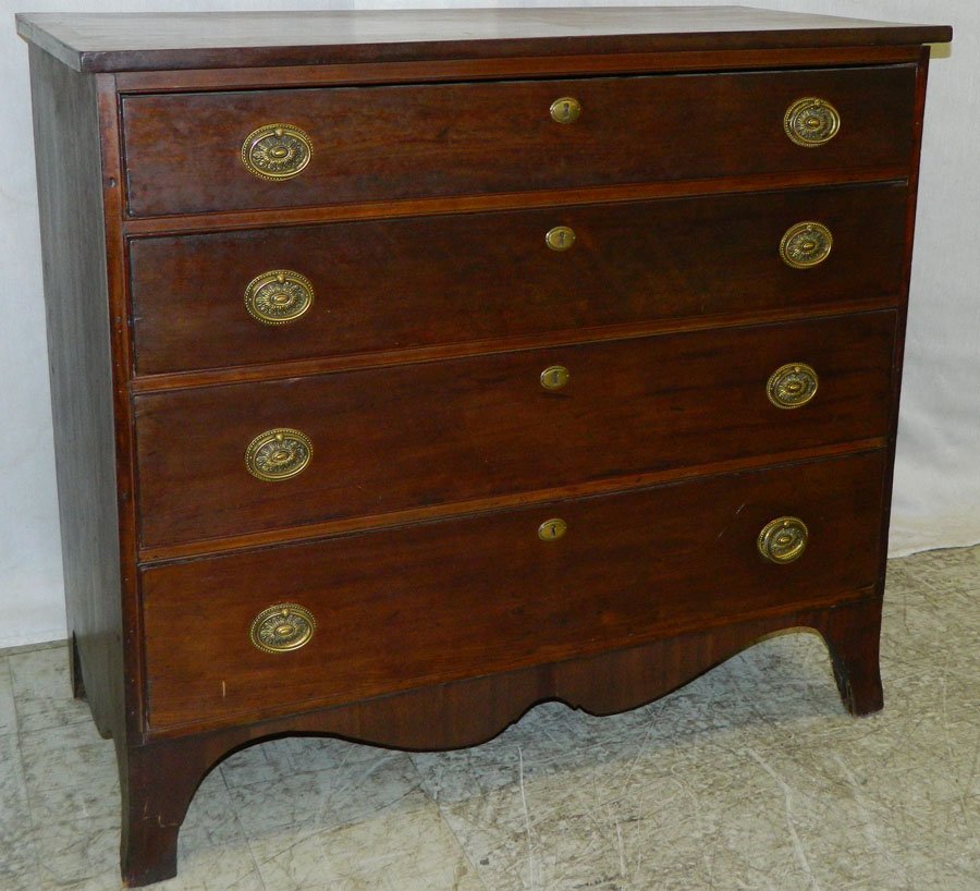 American cherry Hepplewhite four drawer chest.: American cherry Hepplewhite four drawer chest. 40 1/2" wide x 19 1/2" deep x 36 1/4" tall.