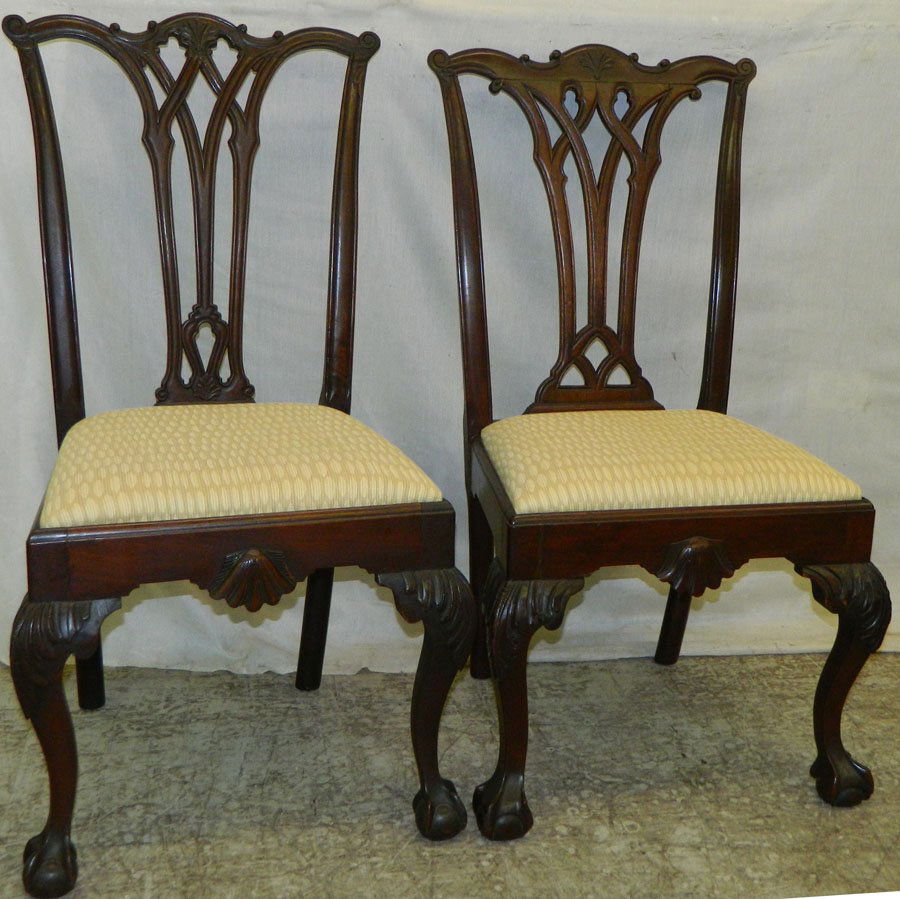 Pair of Robert Morris style Chippendale chairs.: Pair of Robert Morris style Chippendale chairs.