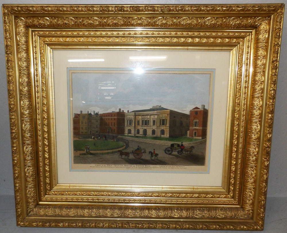 Antique Gilded Frame of an English Colored Engraving Coaching Scene (1 of 6)